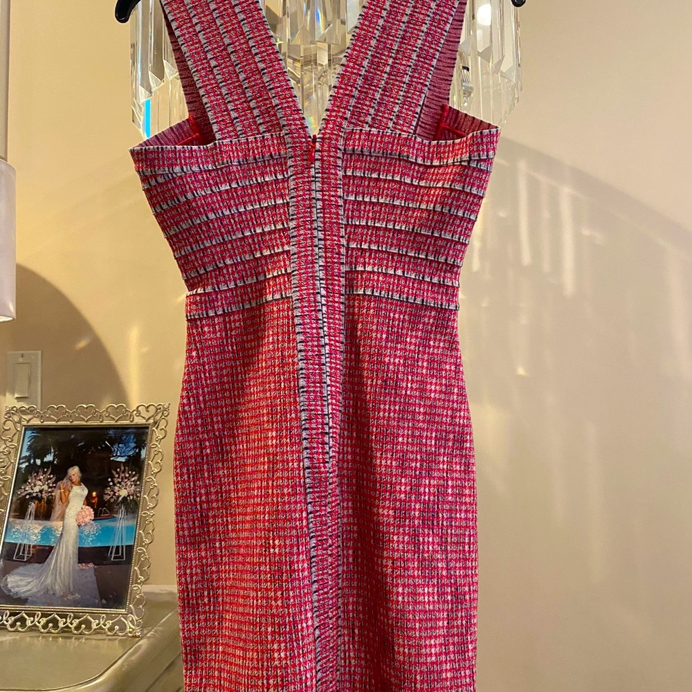 Herve Leger Pink Tweed Bandage Dress